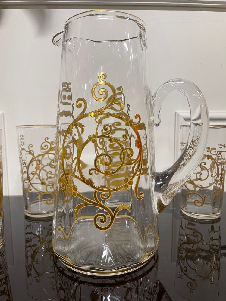 Saint Louis Modèle Cluny - Gilded Crystal Orangeade Set