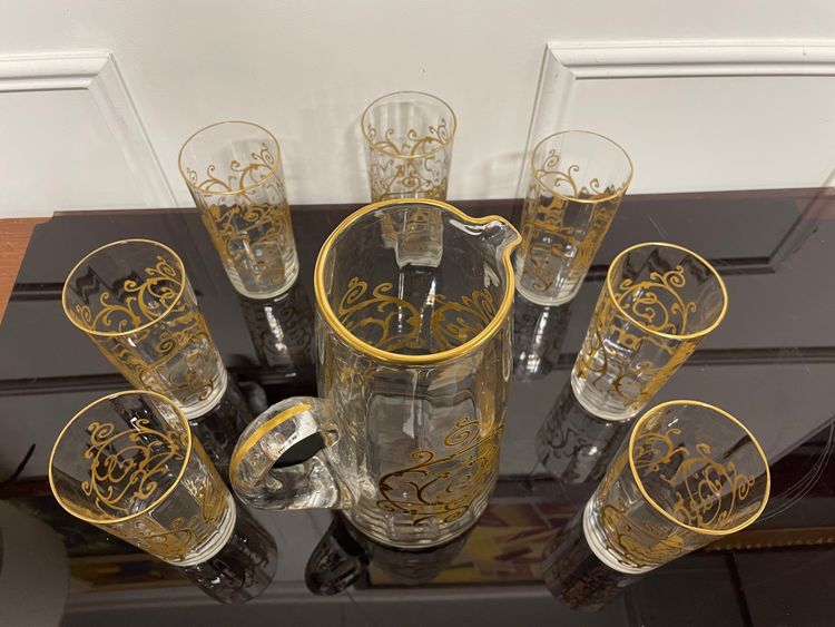 Saint Louis Modèle Cluny - Gilded Crystal Orangeade Set
