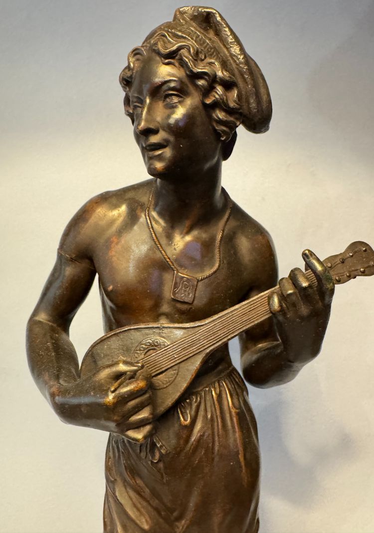 Charles Cumberworth - Scultura in bronzo - Cantante napoletano - H43