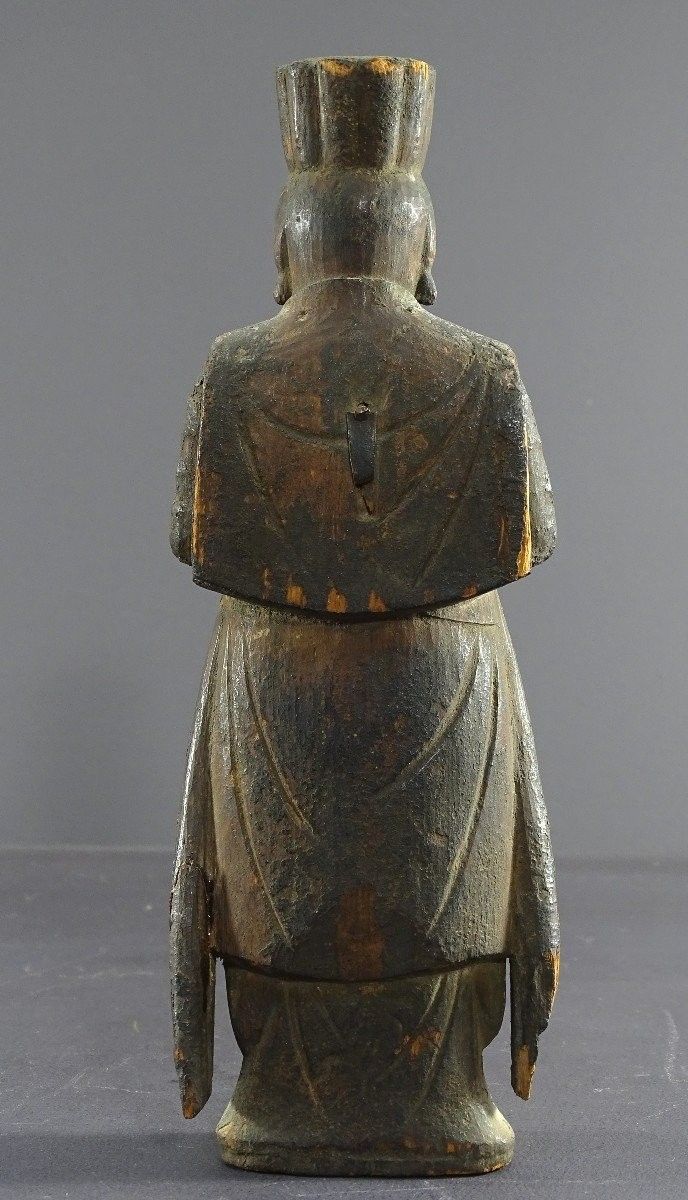 Japon, Début De l'ép. Edo (1603-1868), Rare Et Ancienne Statue Du Dieu Shinto En Bois Sculpté. 