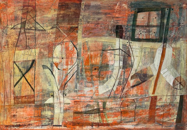 COBRA-Gemälde signiert Anders Osterlin ( 1925 - 2011) und datiert 1953.