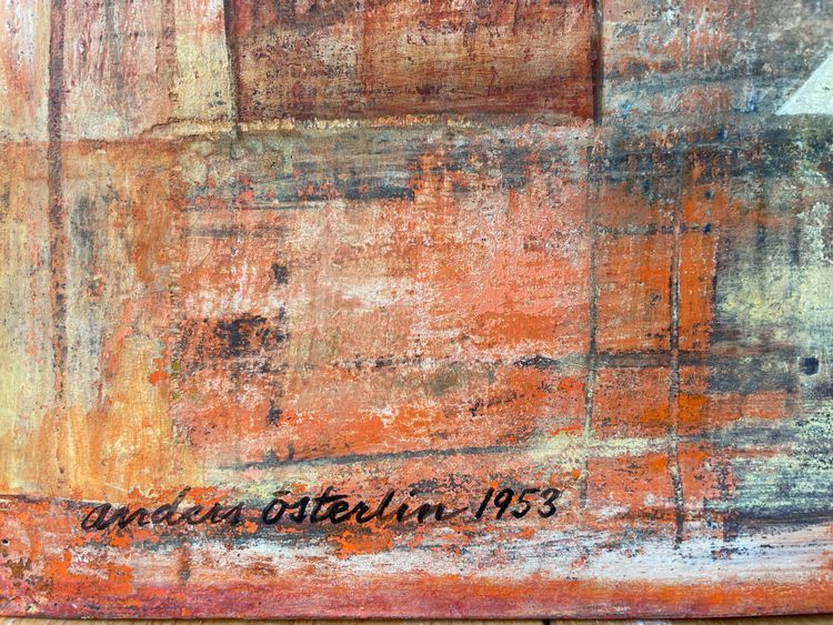 COBRA-Gemälde signiert Anders Osterlin ( 1925 - 2011) und datiert 1953.