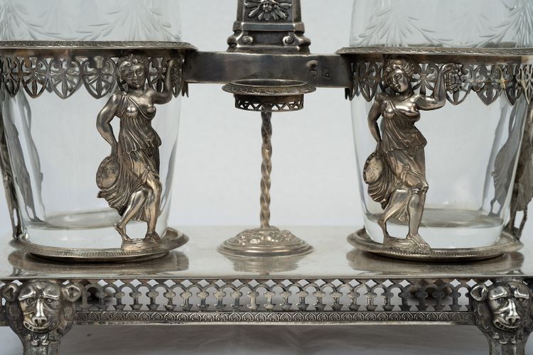 Empire silver oil cruet, France, early 19th century.