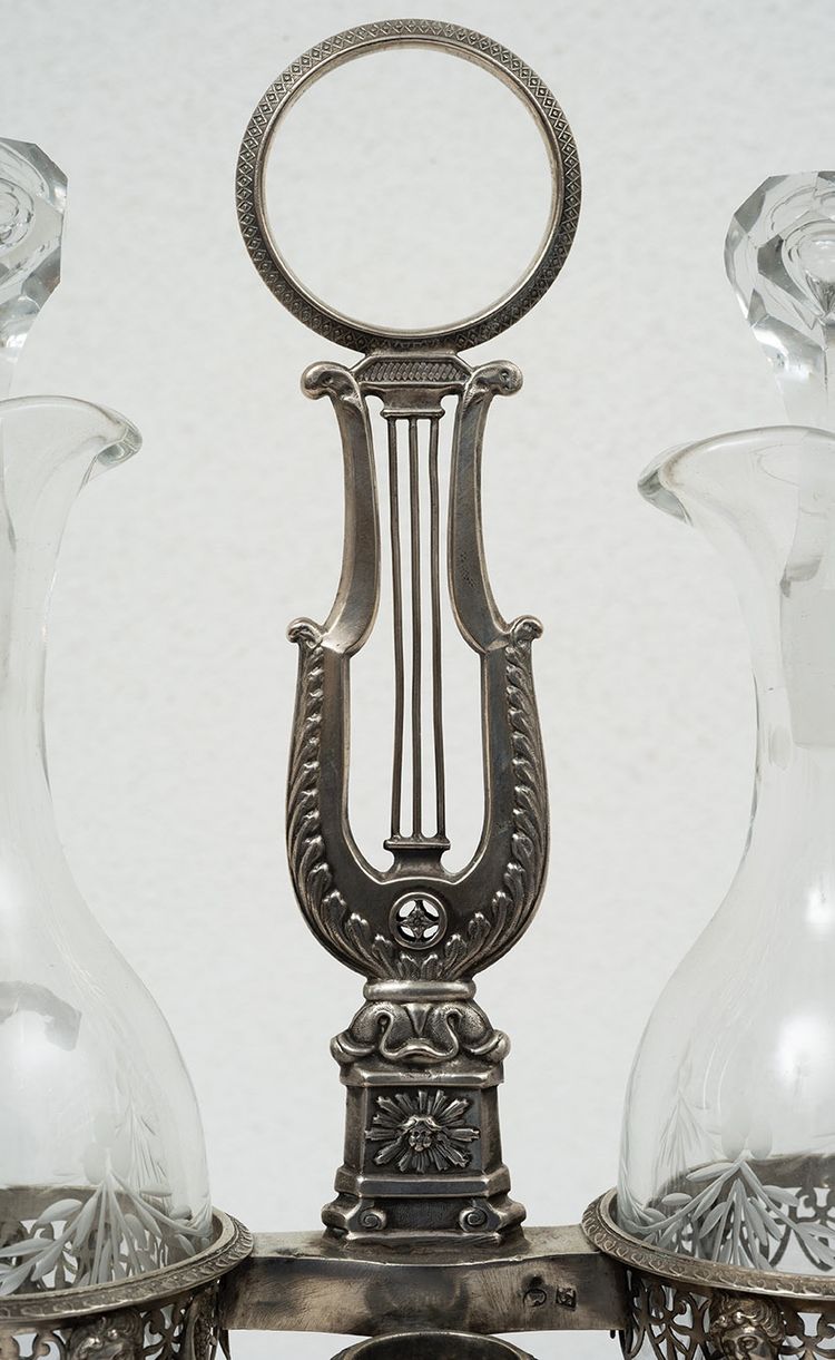 Empire silver oil cruet, France, early 19th century.