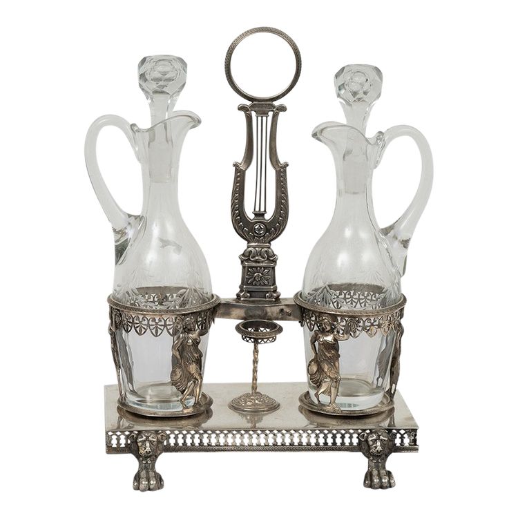 Empire silver oil cruet, France, early 19th century.