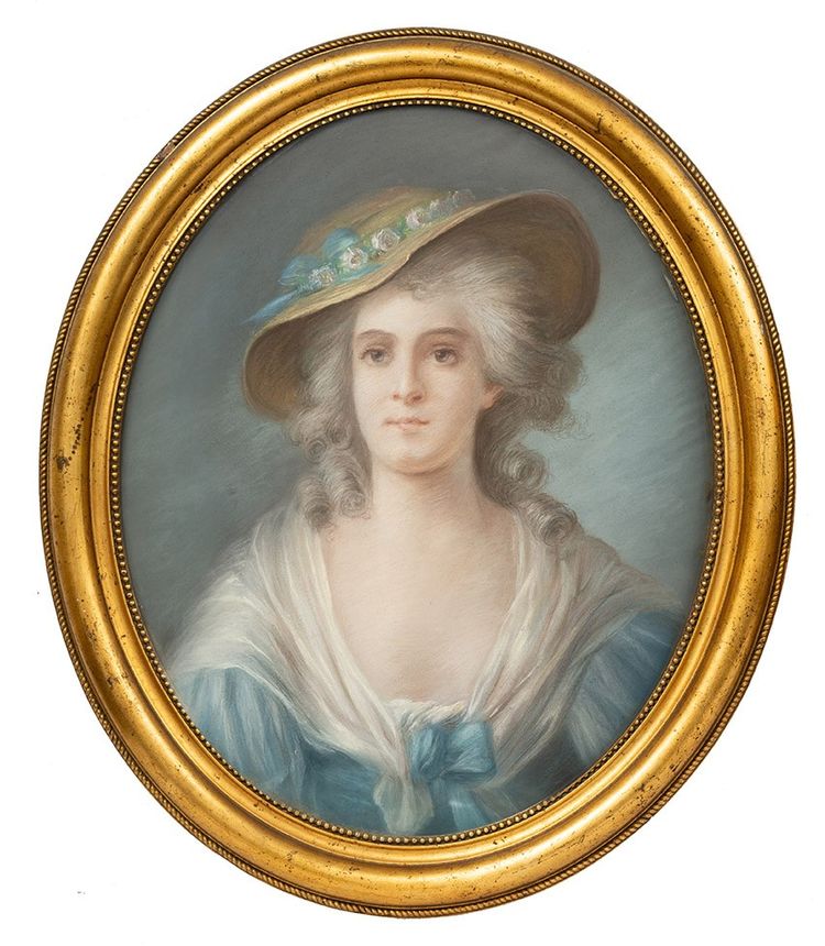 Paire de pastels anciens, France, XIXe siècle.