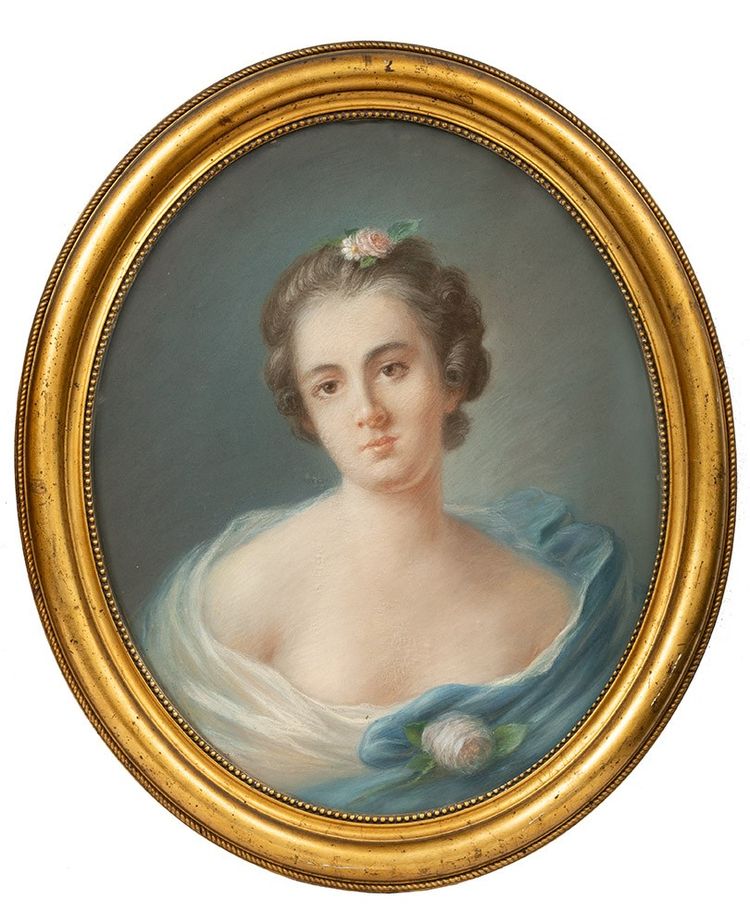 Paire de pastels anciens, France, XIXe siècle.