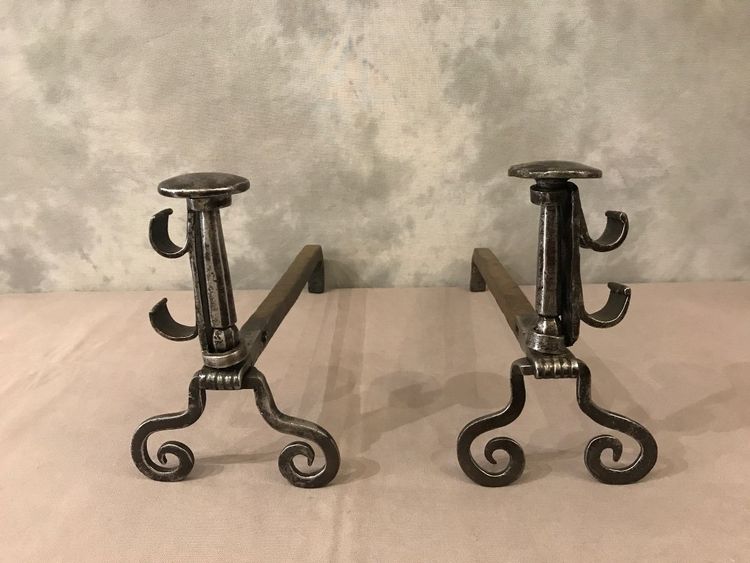 Pair of 18th century wrought iron andirons