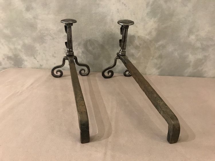 Pair of 18th century wrought iron andirons