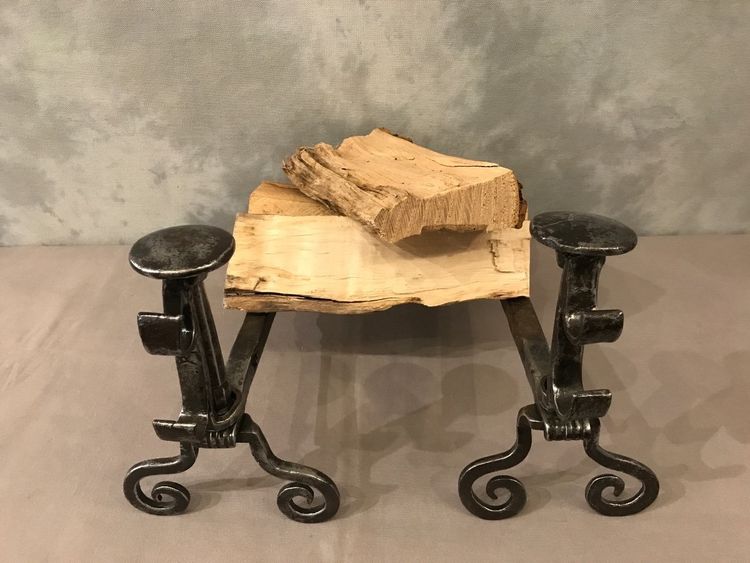 Pair of 18th century wrought iron andirons