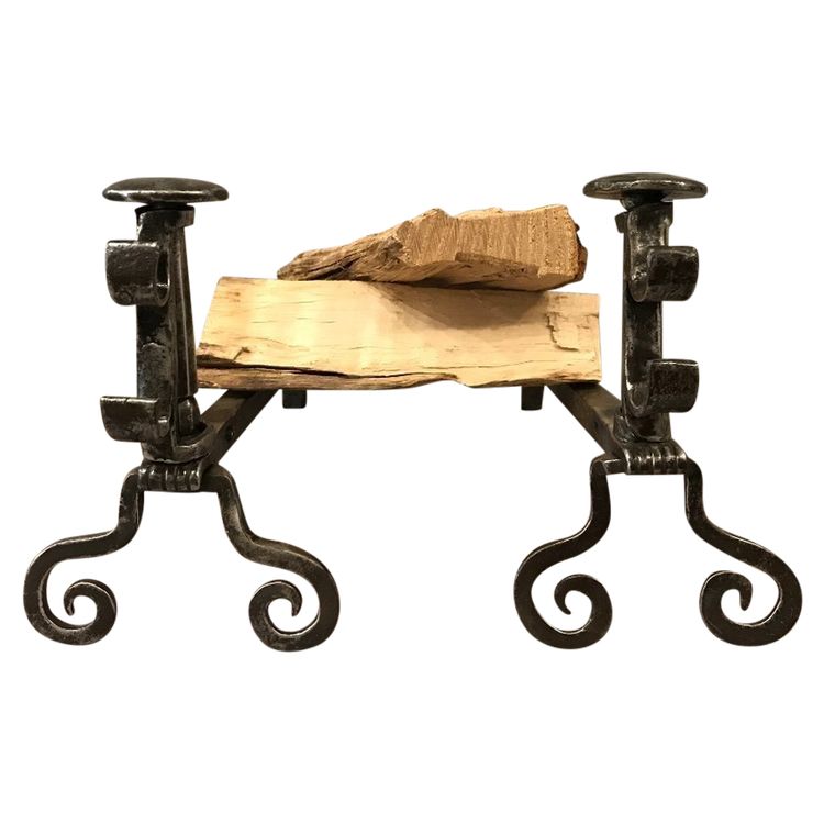 Pair of 18th century wrought iron andirons