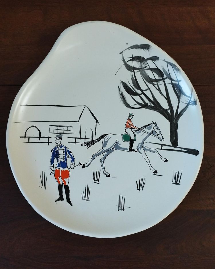 Grande assiette en forme libre, design organique - 1960 - Epoque vintage