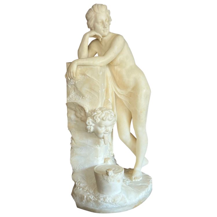 Skulptur aus Carrara-Marmor von FIASCHI EMILIO 19. Jahrhundert