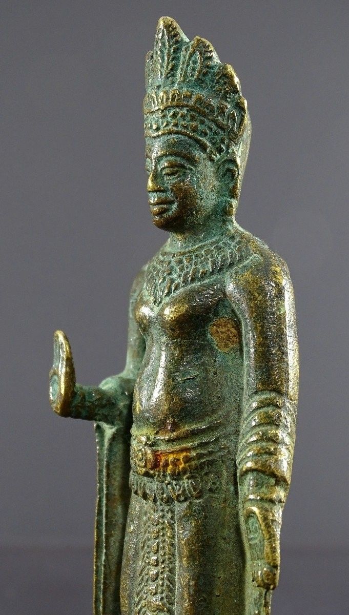 Thailand, Early 20th century, Lobpuri Kingdom Style, Bronze Buddha Statue.