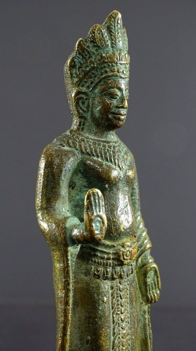 Thailand, Early 20th century, Lobpuri Kingdom Style, Bronze Buddha Statue.