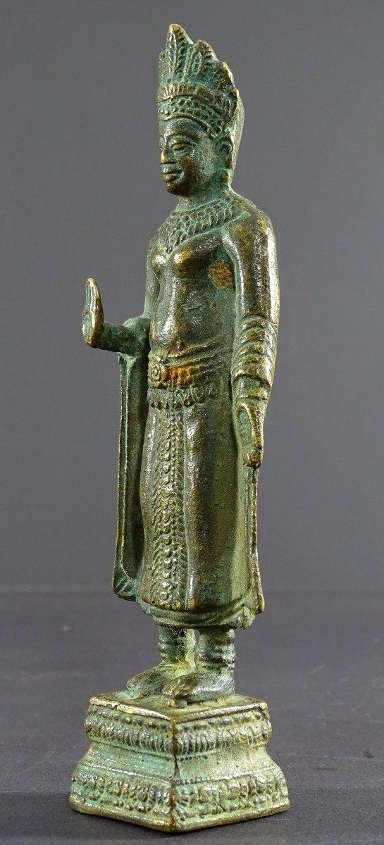 Thailand, Early 20th century, Lobpuri Kingdom Style, Bronze Buddha Statue.