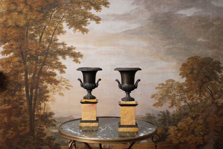 Paire de vases Medicis en bronze patiné, XIXème siècle