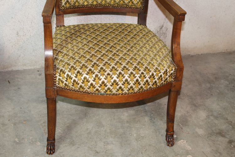 Paire de fauteuils d'époque Consulat en noyer 19ème dans le goût de Jacob Frères