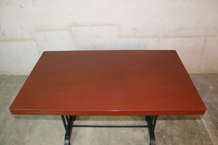Bakelite-topped bistro table with 4 Art Deco beech chairs