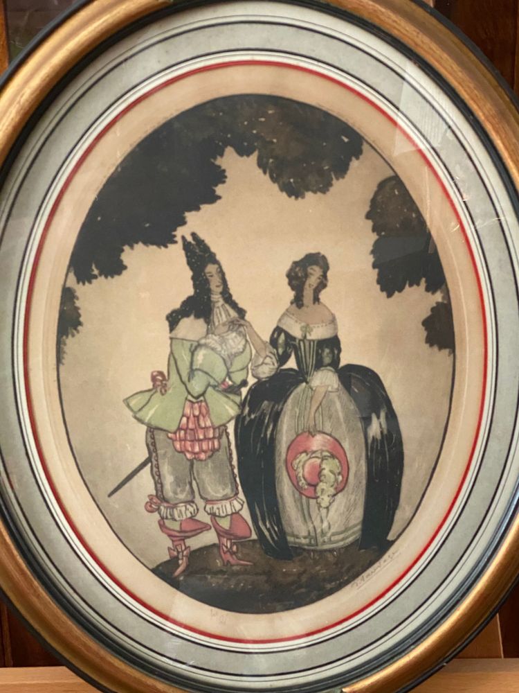Jeux de Séduction, Sylvain Sauvage,  Paire de gravures rehaussées, Vers 1925
