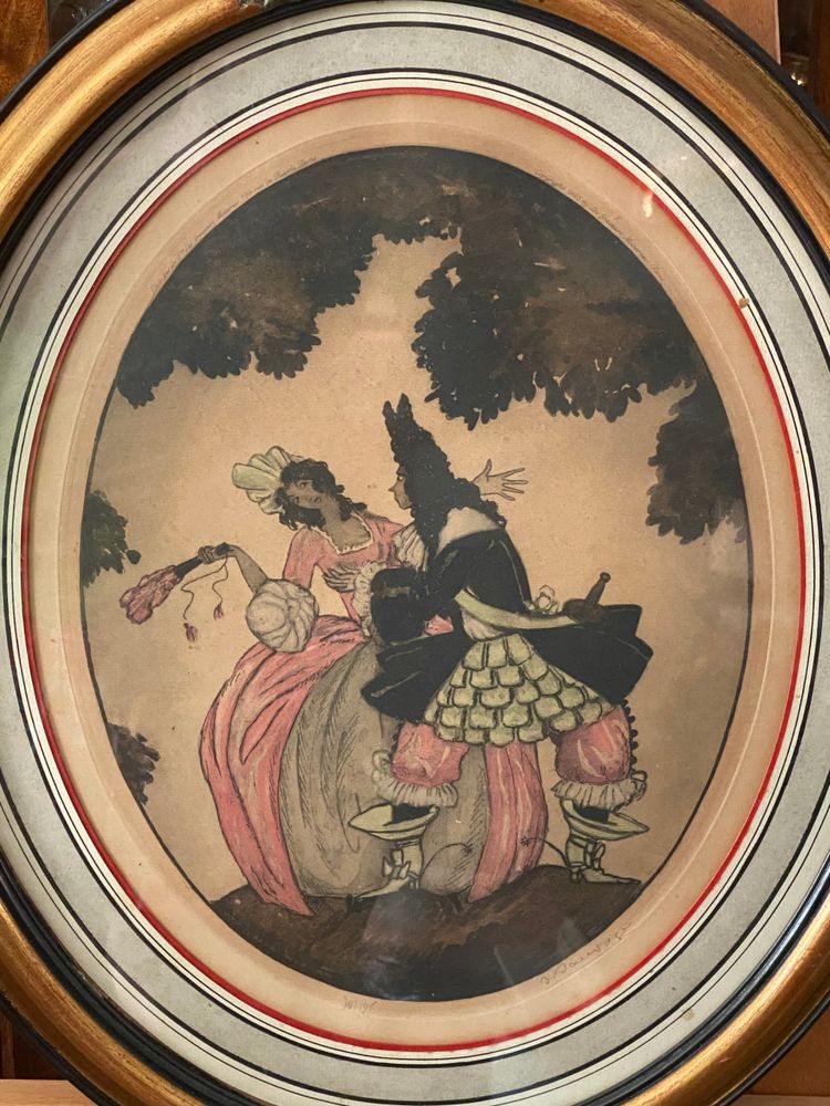 Jeux de Séduction, Sylvain Sauvage,  Paire de gravures rehaussées, Vers 1925