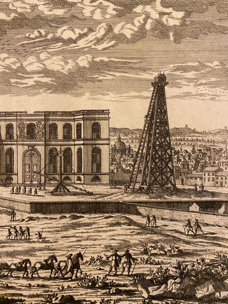 Ansicht und Perspektive des Pariser Observatoriums, Radierung, Pierre Aveline (1653-1722)