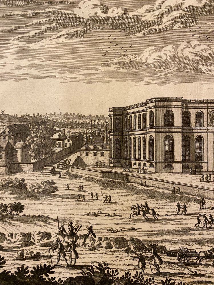 Ansicht und Perspektive des Pariser Observatoriums, Radierung, Pierre Aveline (1653-1722)