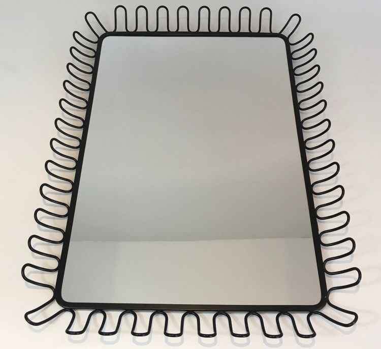 Black Lacquered Metal Mirrors In The Taste Of Jean Royère. Circa 1980