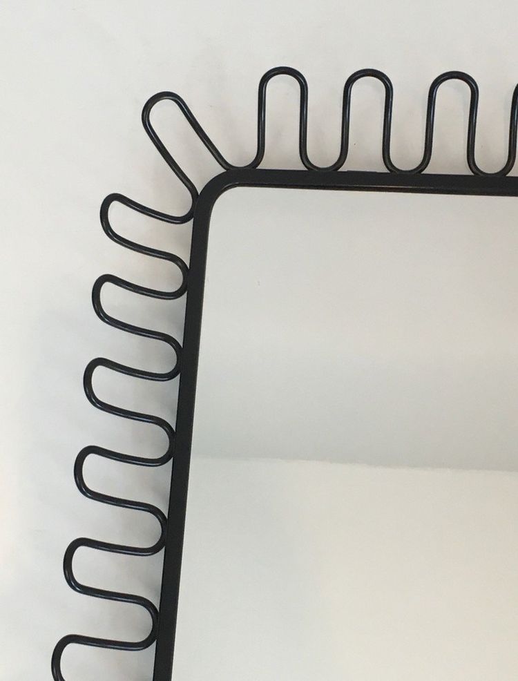 Black Lacquered Metal Mirrors In The Taste Of Jean Royère. Circa 1980