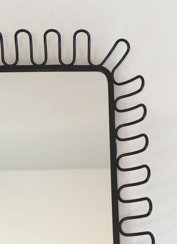 Black Lacquered Metal Mirrors In The Taste Of Jean Royère. Circa 1980