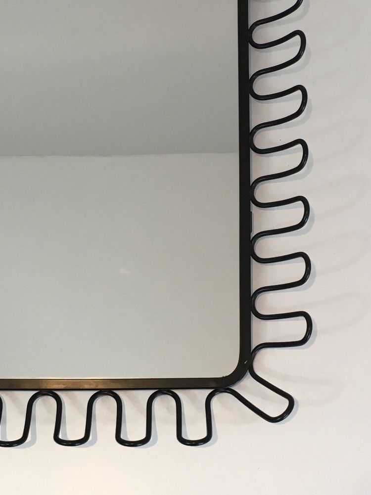 Black Lacquered Metal Mirrors In The Taste Of Jean Royère. Circa 1980