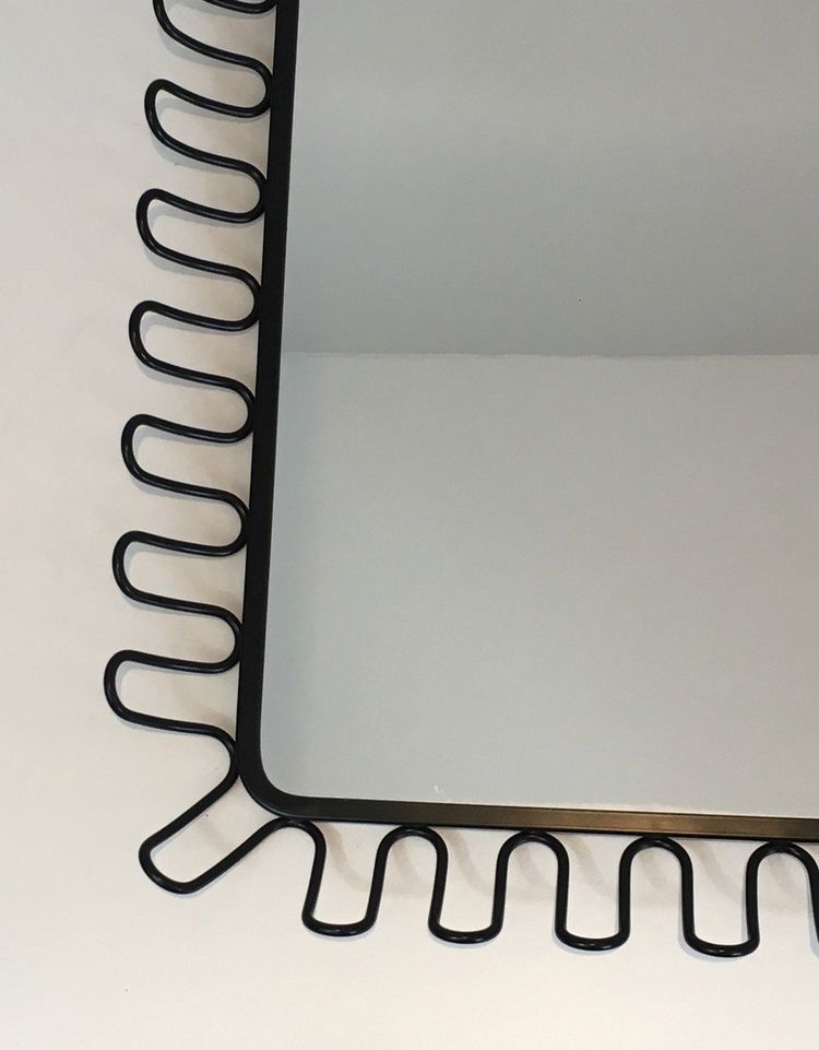 Black Lacquered Metal Mirrors In The Taste Of Jean Royère. Circa 1980
