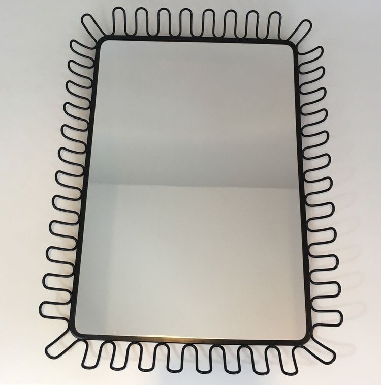 Black Lacquered Metal Mirrors In The Taste Of Jean Royère. Circa 1980