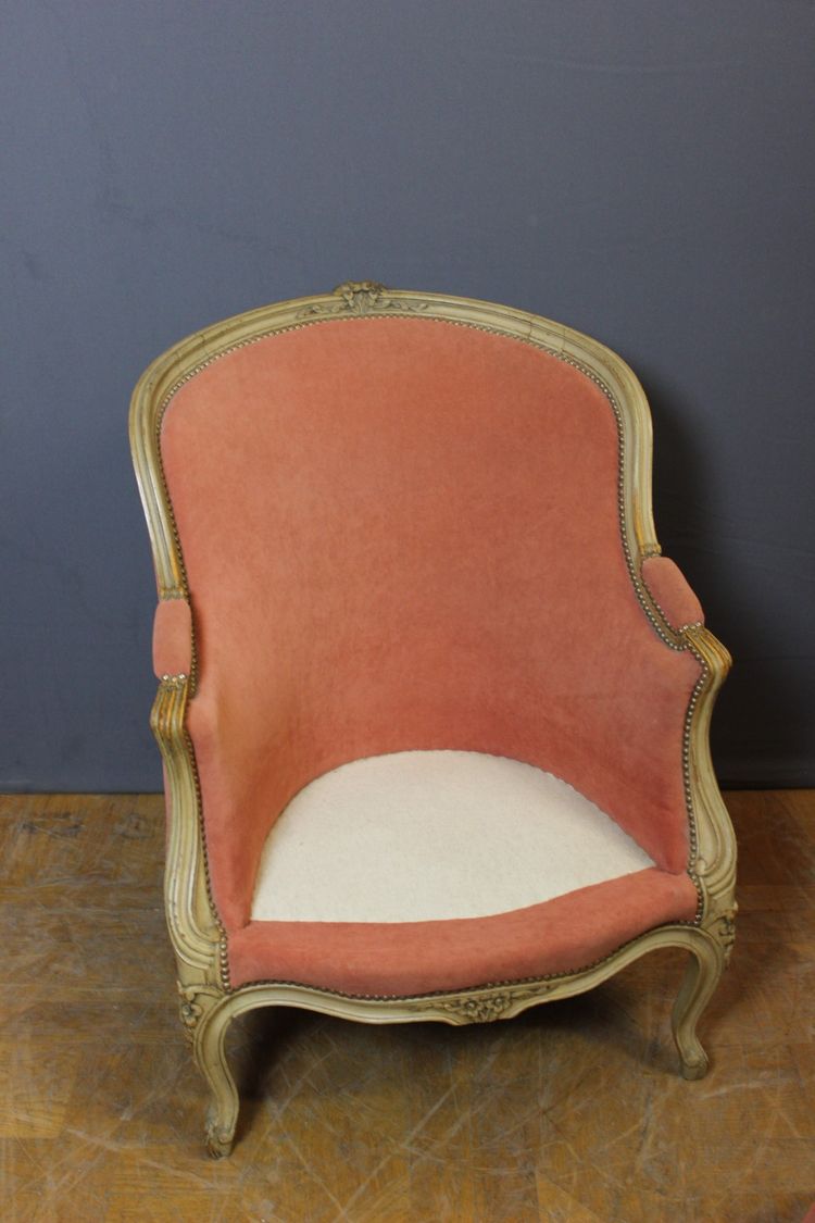 Paire De Bergères De Style Louis XV En Hêtre Peint Vers 1900