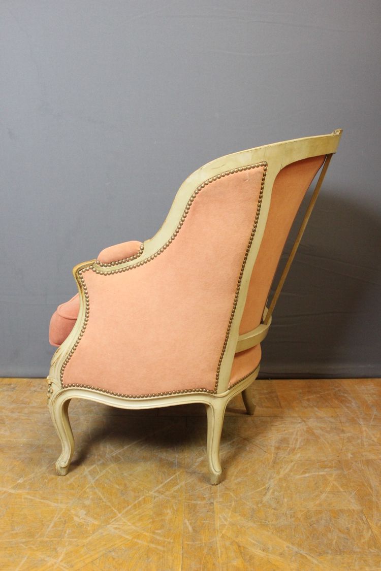Paire De Bergères De Style Louis XV En Hêtre Peint Vers 1900