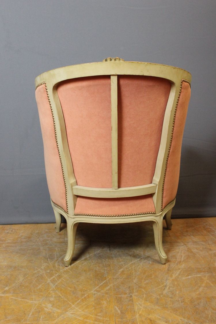 Paire De Bergères De Style Louis XV En Hêtre Peint Vers 1900
