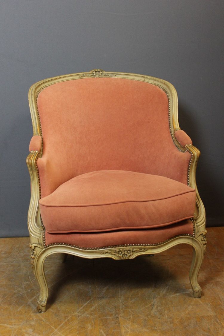 Paire De Bergères De Style Louis XV En Hêtre Peint Vers 1900