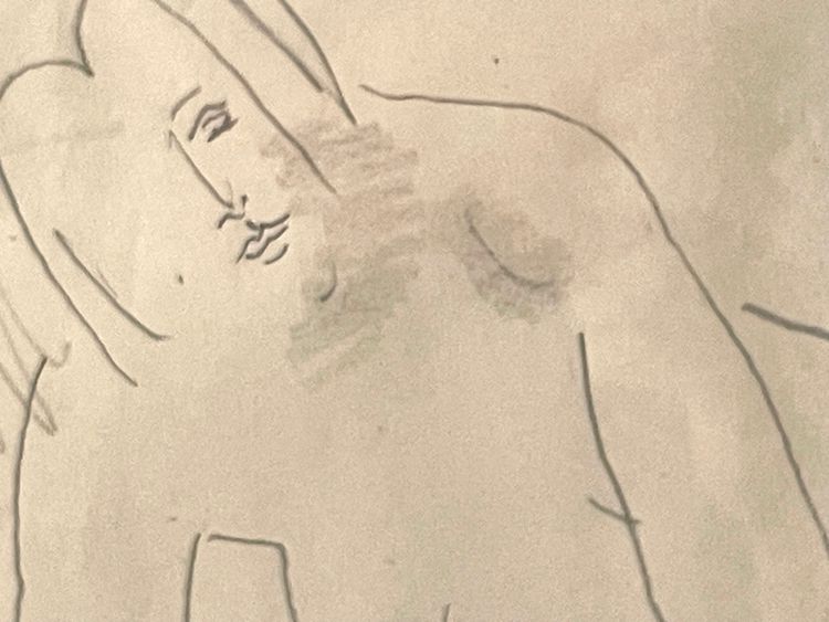 Dessin original,  nu féminin étendu. signé Leopold Survage