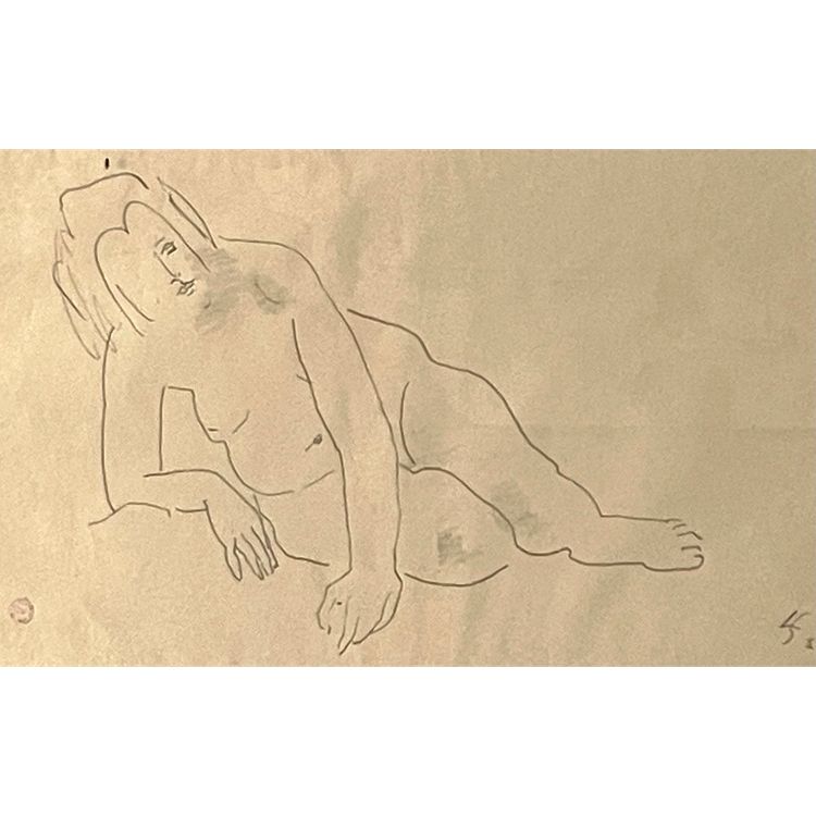 Dessin original,  nu féminin étendu. signé Leopold Survage