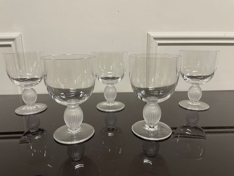 Lalique - Modèle Langeais - 5 Verres à Vin Blanc En Cristal Lalique France H: 12 Cm