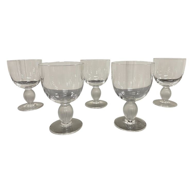 Lalique - Modèle Langeais - 5 Verres à Vin Blanc En Cristal Lalique France H: 12 Cm