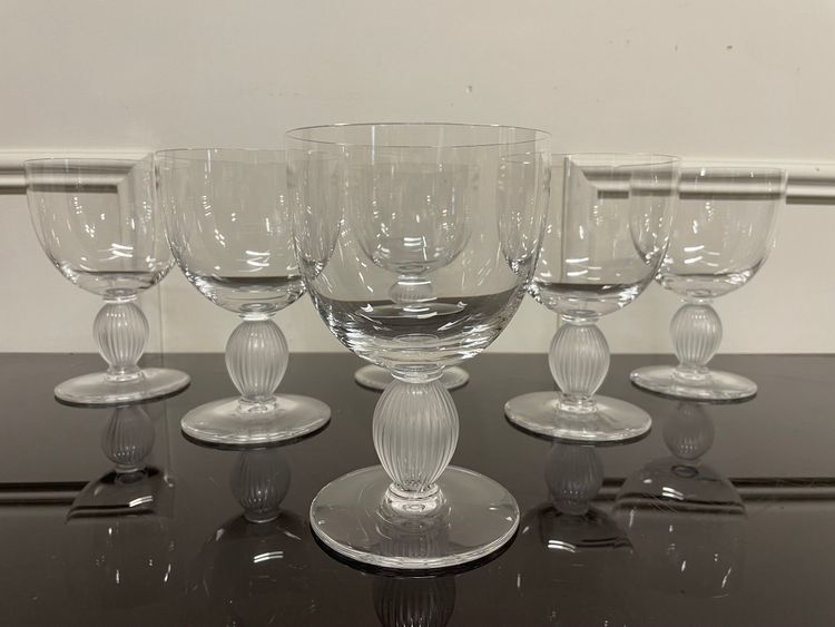 Lalique - Modèle Langeais - 6 Verres à Eau En Cristal Lalique France H: 14,5 cm 
