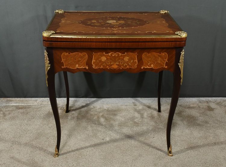 Mahogany Games Table, Transitional Louis XV/Louis XVI style - Late 19th century