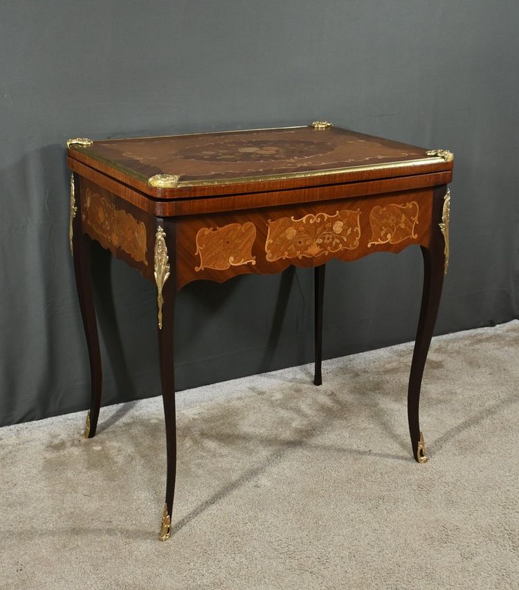 Mahogany Games Table, Transitional Louis XV/Louis XVI style - Late 19th century
