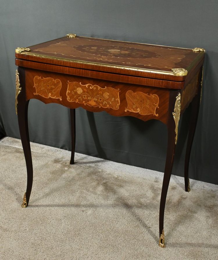 Mahogany Games Table, Transitional Louis XV/Louis XVI style - Late 19th century