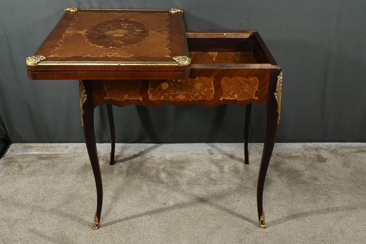 Mahogany Games Table, Transitional Louis XV/Louis XVI style - Late 19th century