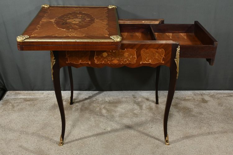 Mahogany Games Table, Transitional Louis XV/Louis XVI style - Late 19th century