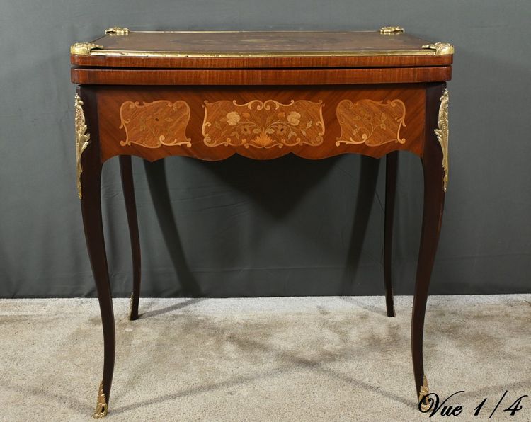 Mahogany Games Table, Transitional Louis XV/Louis XVI style - Late 19th century