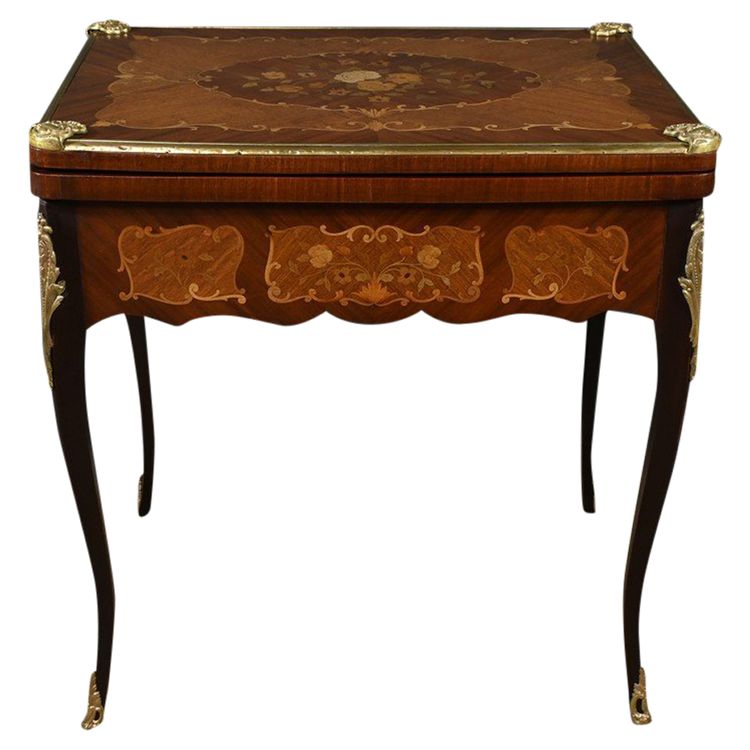 Mahogany Games Table, Transitional Louis XV/Louis XVI style - Late 19th century