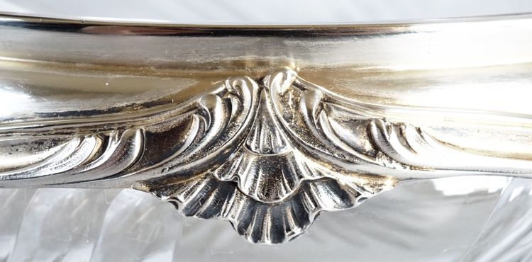 Salatschüssel oder Jugendstil-Schüssel aus Baccarat-Kristall und Sterlingsilber, Minerva-Stempel